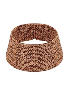 NWT CENBOSS Rattan Christmas Tree Collar Wicker Tree Skirt Brown Wash 24”